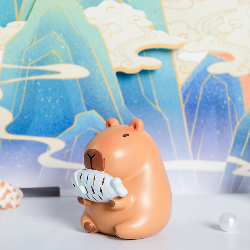 Capybara Dekor od Smole – Mikropejzaž Dekoracija — Slatko, Kreativno, Moderan Stil (smola; Xing Xuan; Mikropejzaž; Moderan Minimalizam)