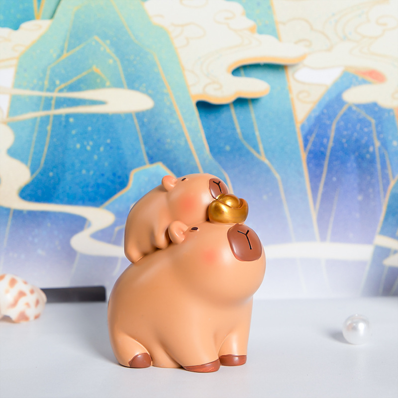 Capybara Dekor od Smole – Mikropejzaž Dekoracija — Slatko, Kreativno, Moderan Stil (smola; Xing Xuan; Mikropejzaž; Moderan Minimalizam)