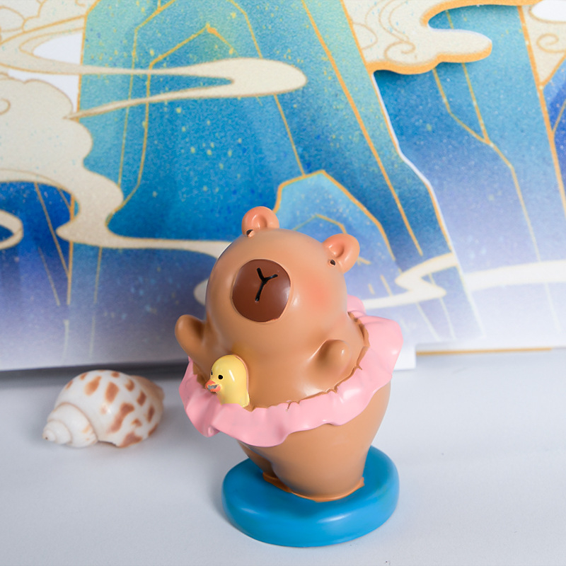 Capybara Dekor od Smole – Mikropejzaž Dekoracija — Slatko, Kreativno, Moderan Stil (smola; Xing Xuan; Mikropejzaž; Moderan Minimalizam)