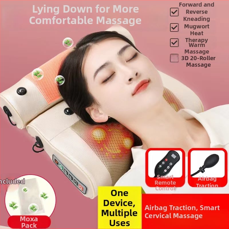 Pūšams kakla, jostas, muguras un kāju masieris ar 6+ masāžas galvām, 3 režīmi, iebūvēts barošanas avots un bezvadu attālinātais vadības pults