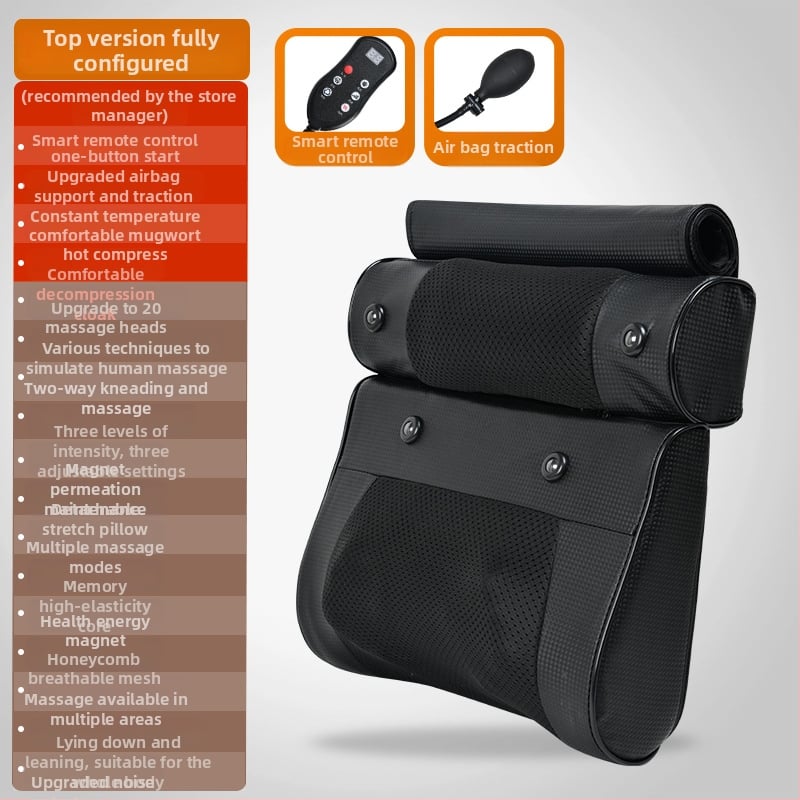 Pūšams kakla, jostas, muguras un kāju masieris ar 6+ masāžas galvām, 3 režīmi, iebūvēts barošanas avots un bezvadu attālinātais vadības pults