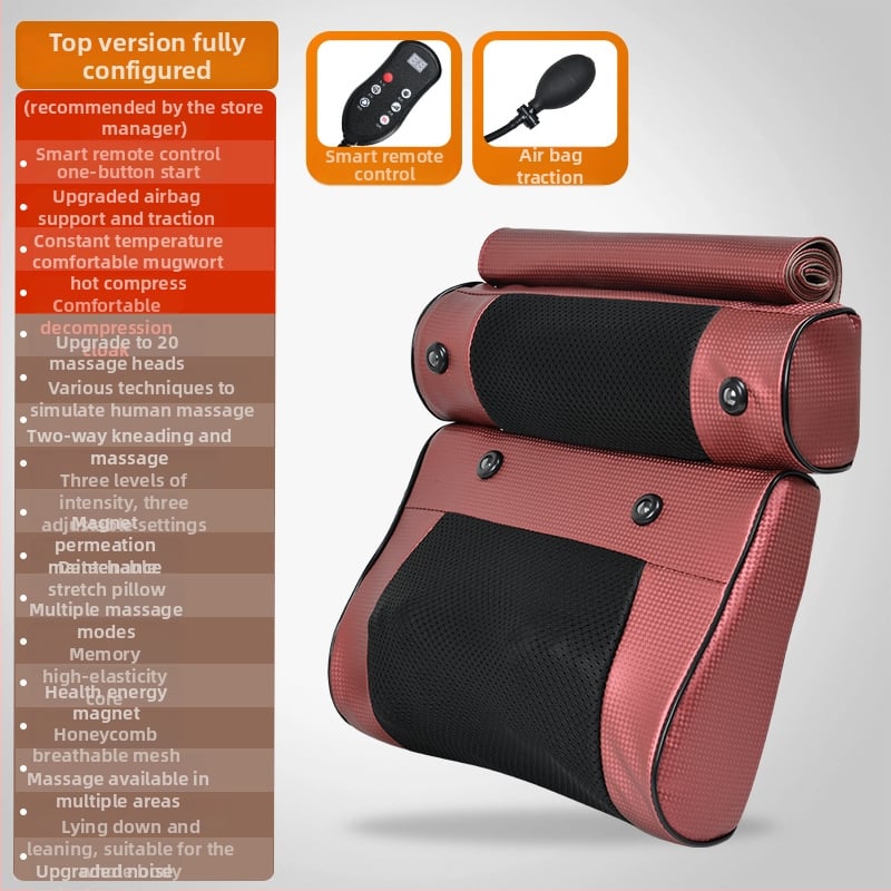 Pūšams kakla, jostas, muguras un kāju masieris ar 6+ masāžas galvām, 3 režīmi, iebūvēts barošanas avots un bezvadu attālinātais vadības pults