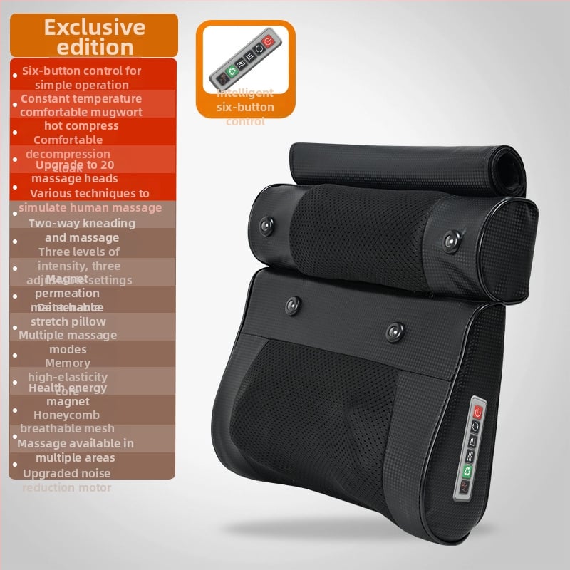 Pūšams kakla, jostas, muguras un kāju masieris ar 6+ masāžas galvām, 3 režīmi, iebūvēts barošanas avots un bezvadu attālinātais vadības pults
