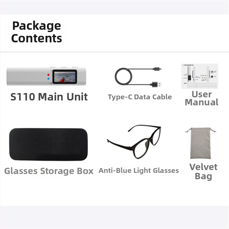 Ochelari S110 pentru înregistrare, montare pe cap – ramă din plastic, control tactil, rază wireless până la 5 m, lansare 2025