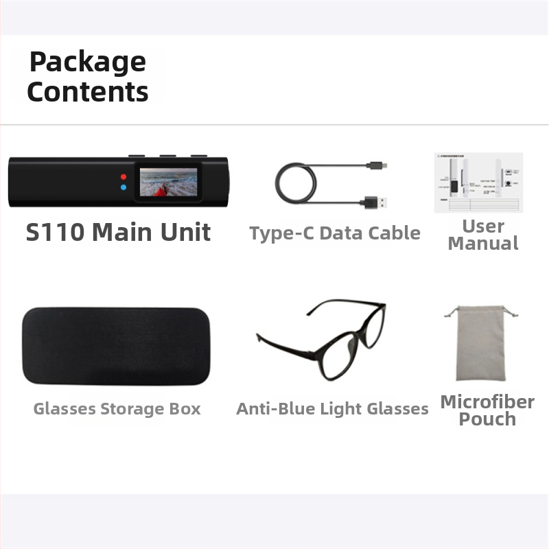 Ochelari S110 pentru înregistrare, montare pe cap – ramă din plastic, control tactil, rază wireless până la 5 m, lansare 2025