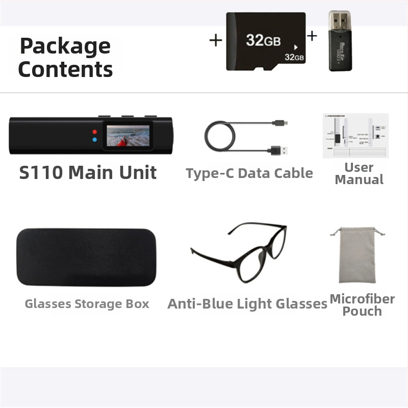 Ochelari S110 pentru înregistrare, montare pe cap – ramă din plastic, control tactil, rază wireless până la 5 m, lansare 2025