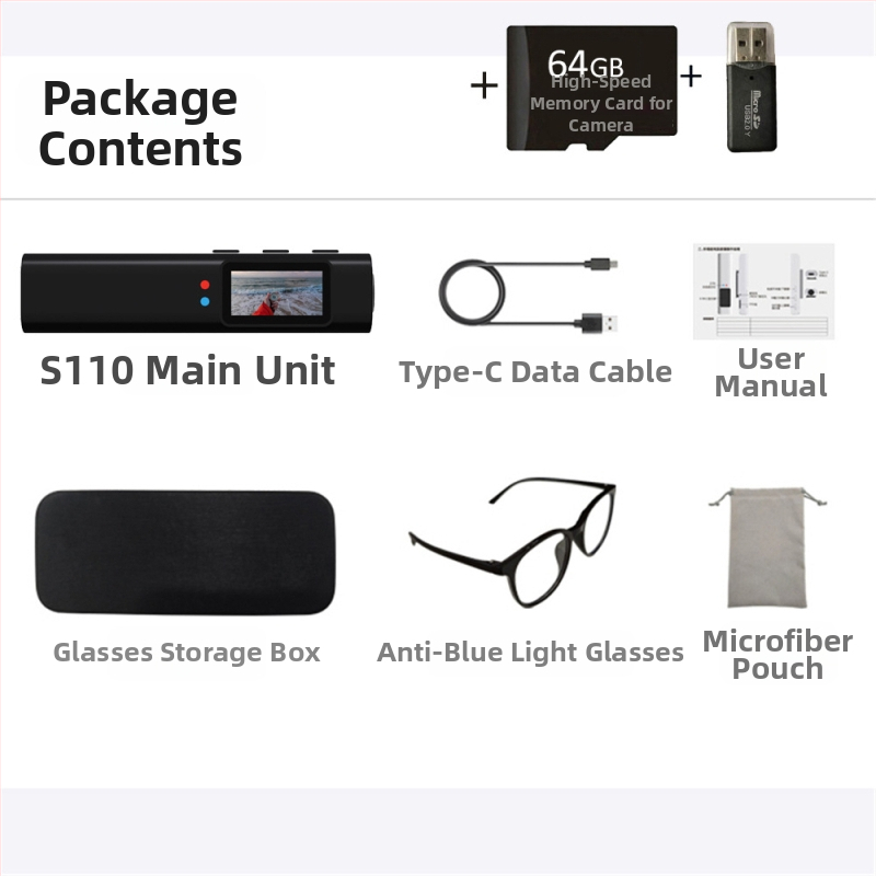 Ochelari S110 pentru înregistrare, montare pe cap – ramă din plastic, control tactil, rază wireless până la 5 m, lansare 2025