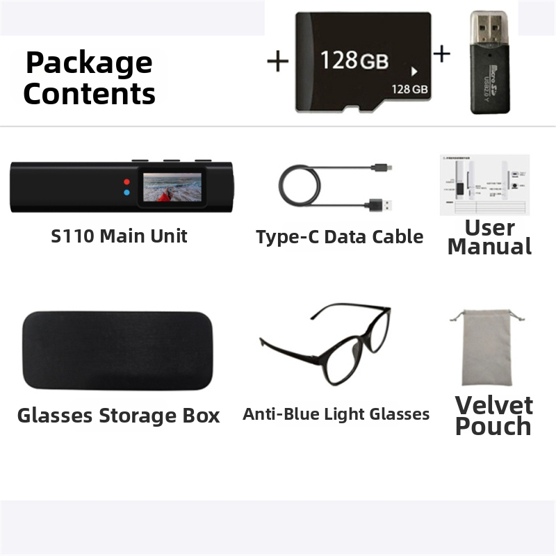 Ochelari S110 pentru înregistrare, montare pe cap – ramă din plastic, control tactil, rază wireless până la 5 m, lansare 2025