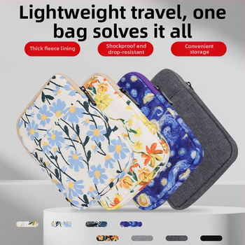 Yicana калъф за таблет от оксфорд плат, флорални мотиви, фланелена подплата, уличен стил