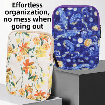 Yicana калъф за таблет от оксфорд плат, флорални мотиви, фланелена подплата, уличен стил