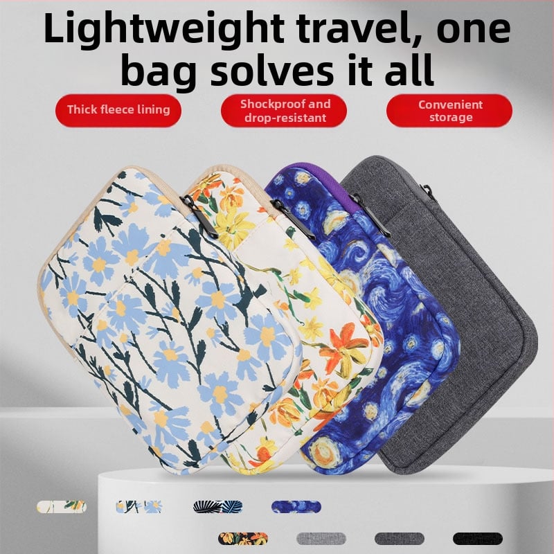 Yicana калъф за таблет от оксфорд плат, флорални мотиви, фланелена подплата, уличен стил