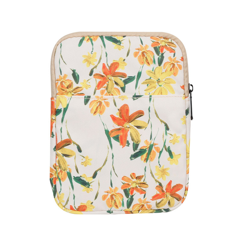 Yicana калъф за таблет от оксфорд плат, флорални мотиви, фланелена подплата, уличен стил