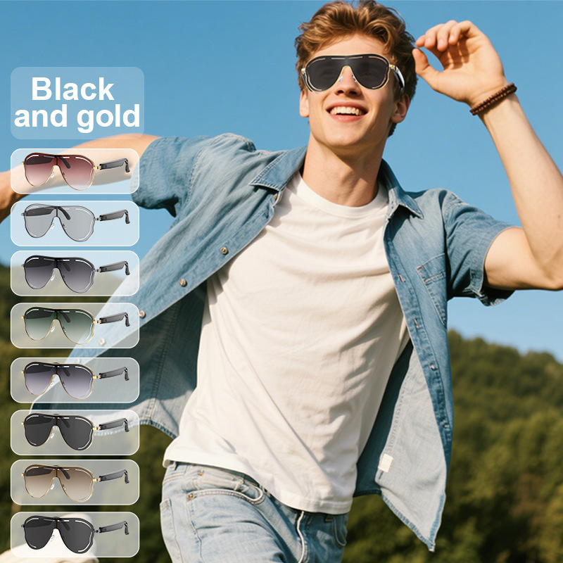 Ochelari Bluetooth inteligenți cu traducere AI, ochelari de soare, control prin atingere, fără cameră, baterie 75+75 mAh, ramă din oțel inoxidabil, 35 g greutate, rază wireless 5–10 m