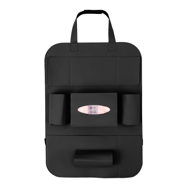 Ādas auto aizmugures sēdekļa organizētājs, pakarināms stiprinājums, liela ietilpība, komplektā uzstādīšana