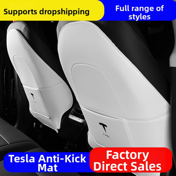 PU aizsargplāksne aizmugures atzveltnei Tesla Model Y3 – pilns pārklājums, kāju sitiena aizsardzība, izturīgs interjers, ar logotipu drukātu