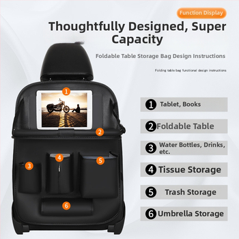 Ādas automašīnas aizmugurējā sēdekļa uzglabāšanas soma, lielas ietilpības, ūdensnecaurlaidīga, pielāgojama