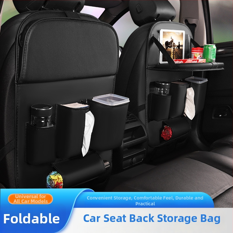 Ādas automašīnas aizmugurējā sēdekļa uzglabāšanas soma, lielas ietilpības, ūdensnecaurlaidīga, pielāgojama