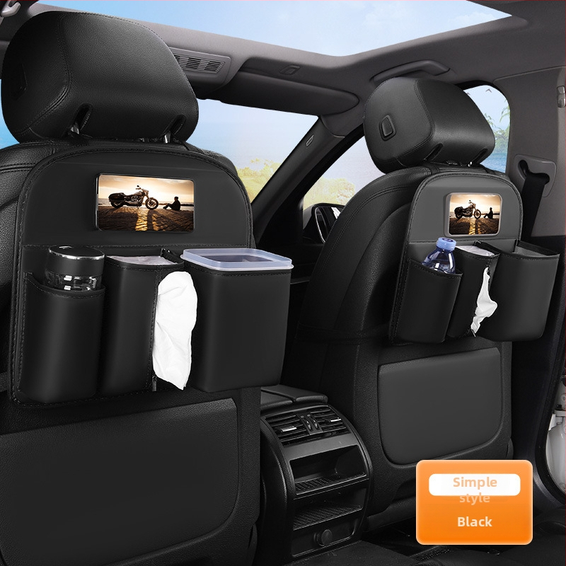 Ādas automašīnas aizmugurējā sēdekļa uzglabāšanas soma, lielas ietilpības, ūdensnecaurlaidīga, pielāgojama
