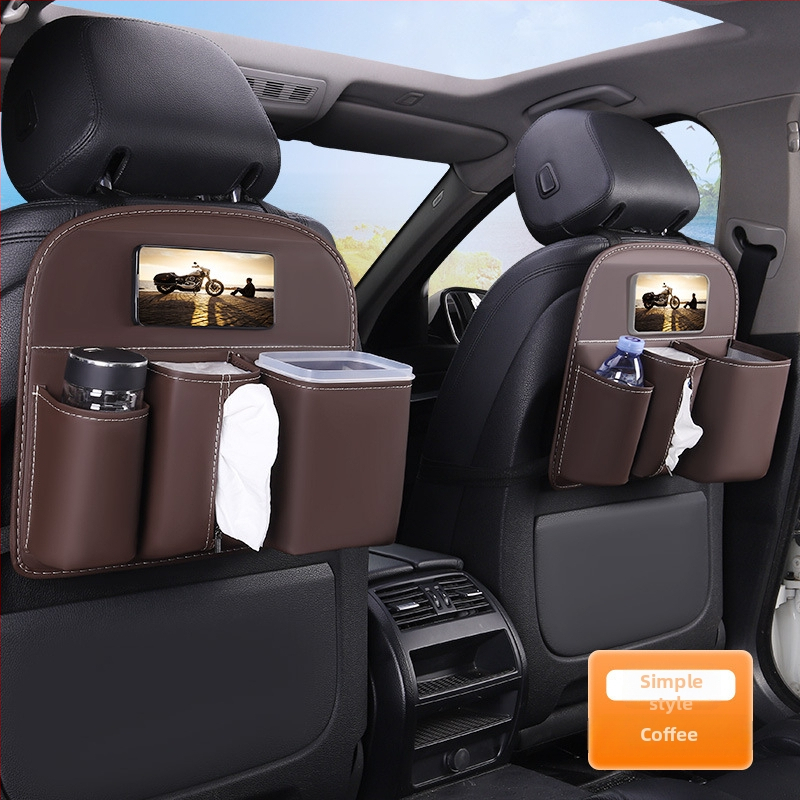 Ādas automašīnas aizmugurējā sēdekļa uzglabāšanas soma, lielas ietilpības, ūdensnecaurlaidīga, pielāgojama