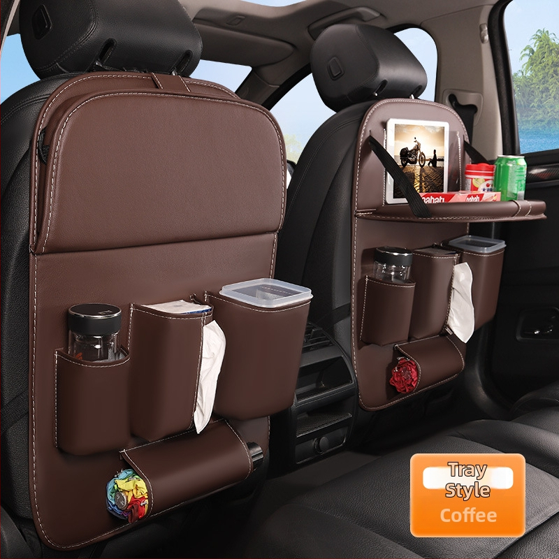 Ādas automašīnas aizmugurējā sēdekļa uzglabāšanas soma, lielas ietilpības, ūdensnecaurlaidīga, pielāgojama