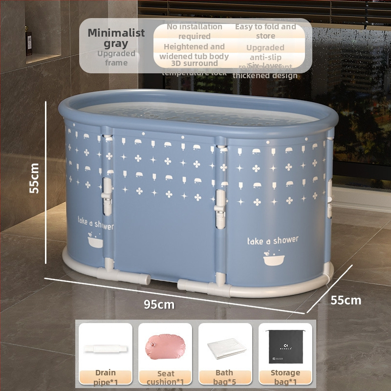 Mandora suaugusiųjų sulankstomas vonios indas – be įrengimo, sulankstomas vienu mygtuko paspaudimu, viso kūno voniai, PVC + nailono audinys, kilmė Shandong