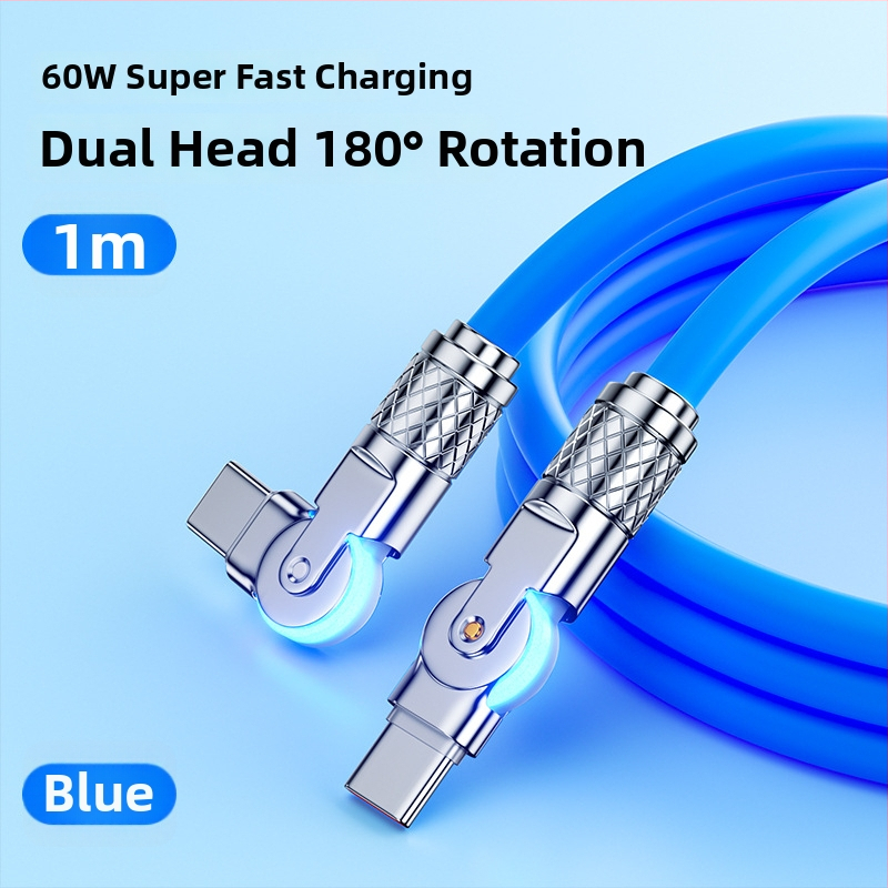 Type-C punjački kabel s 180° rotacijskim spojem, kućište od cinkove legure, jedan konektor, do 60W