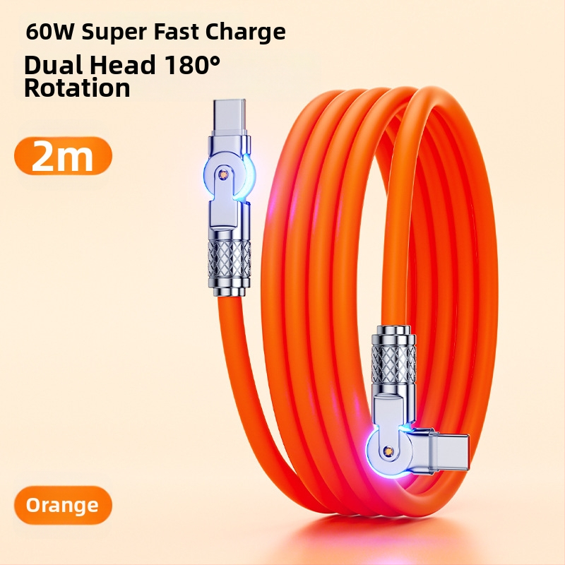 Type-C punjački kabel s 180° rotacijskim spojem, kućište od cinkove legure, jedan konektor, do 60W