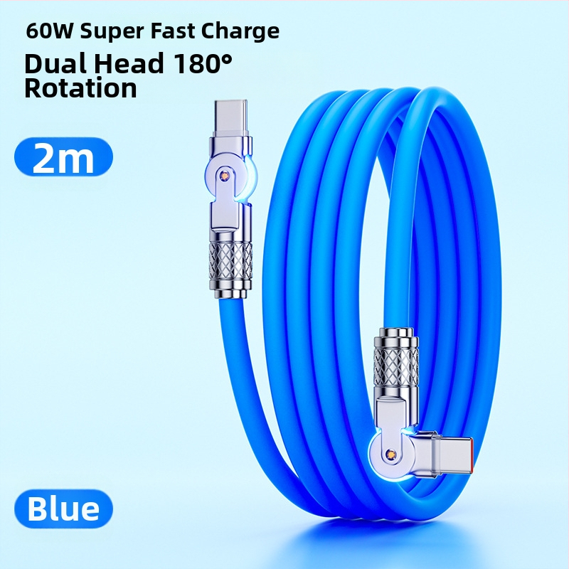 Type-C punjački kabel s 180° rotacijskim spojem, kućište od cinkove legure, jedan konektor, do 60W