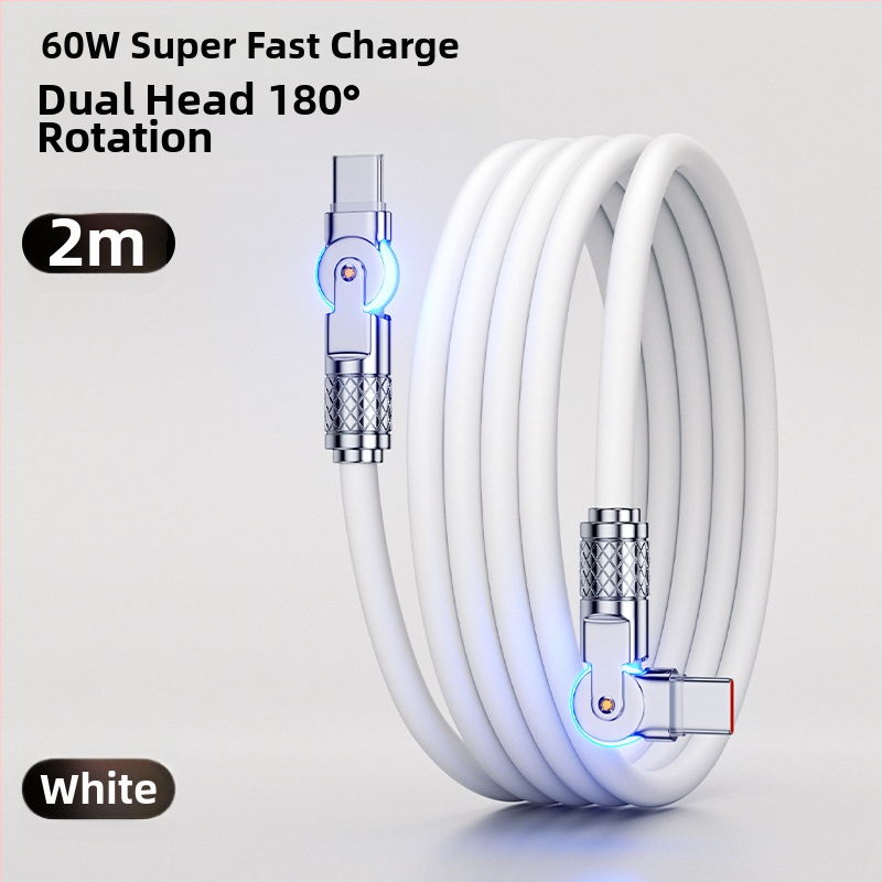 Type-C punjački kabel s 180° rotacijskim spojem, kućište od cinkove legure, jedan konektor, do 60W