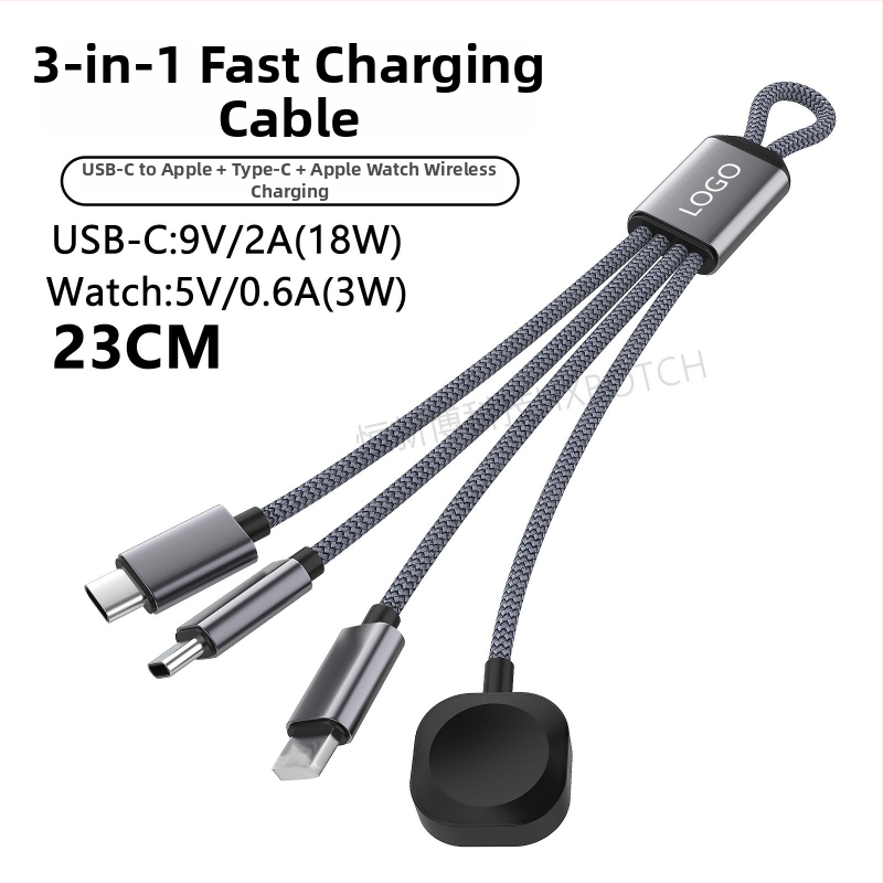PD60W dátový kábel s viacerými rozhraniami pre rýchle nabíjanie: Lightning, Micro-USB, Type-C; pre tablety, notebooky a telefóny; dĺžka do 0,5 m; nylonové opletenie; max 60W; farby šedo-biela a tmavosivá