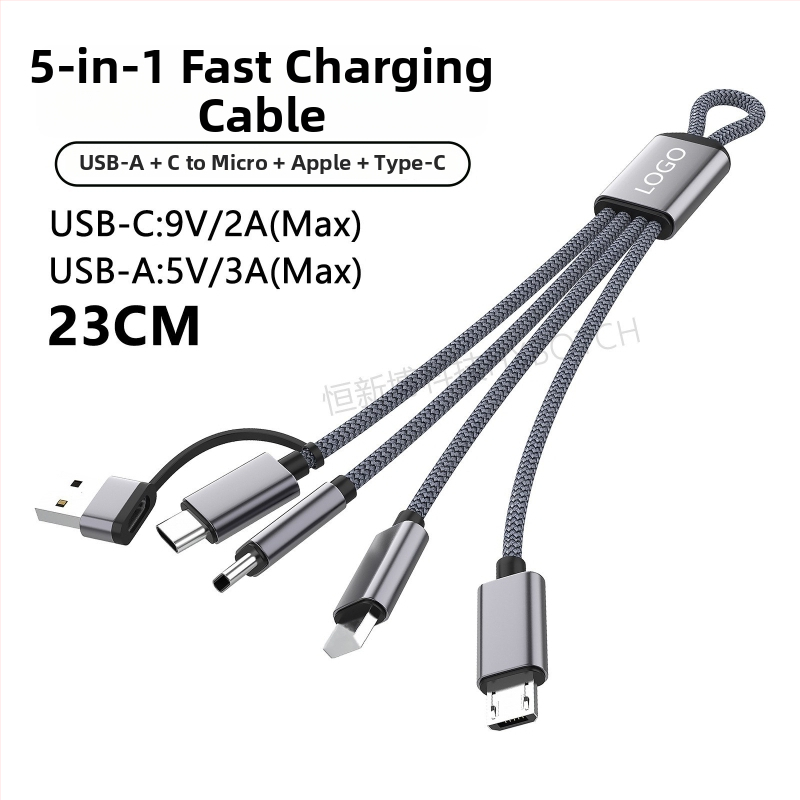 PD60W dátový kábel s viacerými rozhraniami pre rýchle nabíjanie: Lightning, Micro-USB, Type-C; pre tablety, notebooky a telefóny; dĺžka do 0,5 m; nylonové opletenie; max 60W; farby šedo-biela a tmavosivá