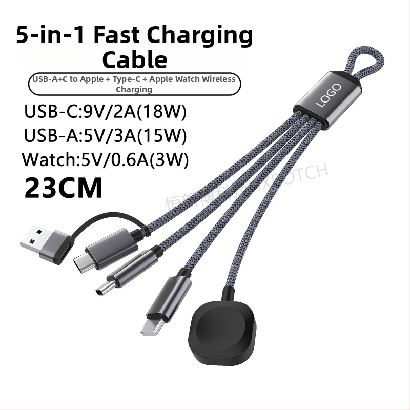 PD60W dátový kábel s viacerými rozhraniami pre rýchle nabíjanie: Lightning, Micro-USB, Type-C; pre tablety, notebooky a telefóny; dĺžka do 0,5 m; nylonové opletenie; max 60W; farby šedo-biela a tmavosivá