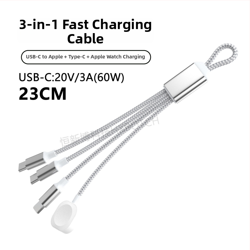 PD60W dátový kábel s viacerými rozhraniami pre rýchle nabíjanie: Lightning, Micro-USB, Type-C; pre tablety, notebooky a telefóny; dĺžka do 0,5 m; nylonové opletenie; max 60W; farby šedo-biela a tmavosivá