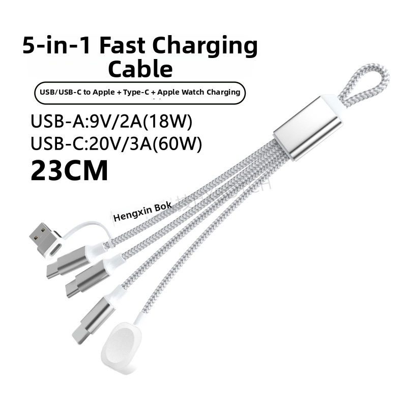 PD60W dátový kábel s viacerými rozhraniami pre rýchle nabíjanie: Lightning, Micro-USB, Type-C; pre tablety, notebooky a telefóny; dĺžka do 0,5 m; nylonové opletenie; max 60W; farby šedo-biela a tmavosivá
