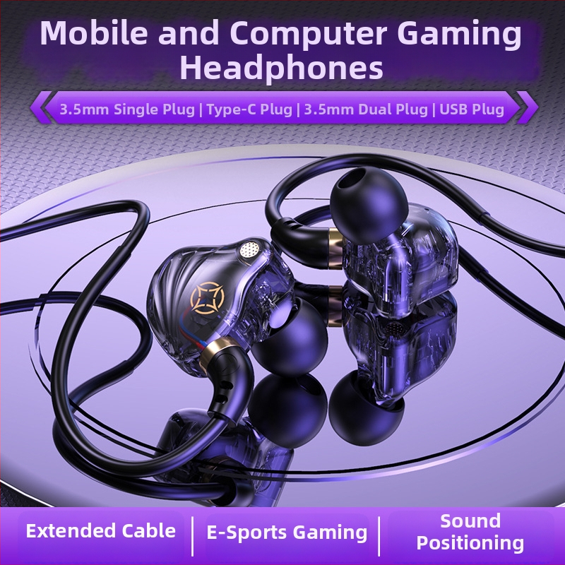 In-Ear káblové slúchadlá s USB-C a 3,5 mm dvomi konektormi (mikrofón, 20–20000 Hz, dĺžka kábla 1,5–2,5 m)