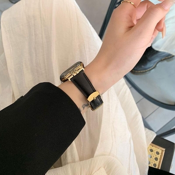 Brățară metalică pentru Apple Watch, seria Black Gold Series, design cu închizătoare dintr-un cerc (fără cataramă)