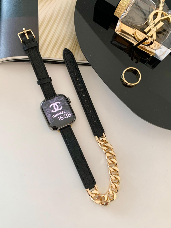 Brățară metalică pentru Apple Watch, seria Black Gold Series, design cu închizătoare dintr-un cerc (fără cataramă)