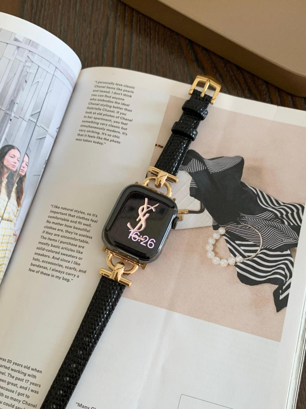 Brățară metalică pentru Apple Watch, seria Black Gold Series, design cu închizătoare dintr-un cerc (fără cataramă)