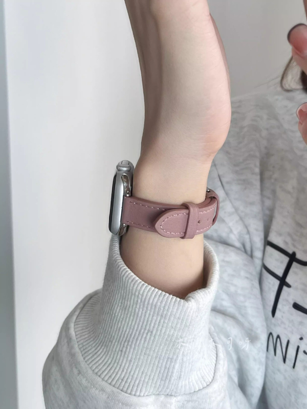 Каишка от агнешка кожа за Apple Watch – тънка версия, 14 мм интерфейс, катарама с пирон, съвместима с Apple Watch и универсални модели