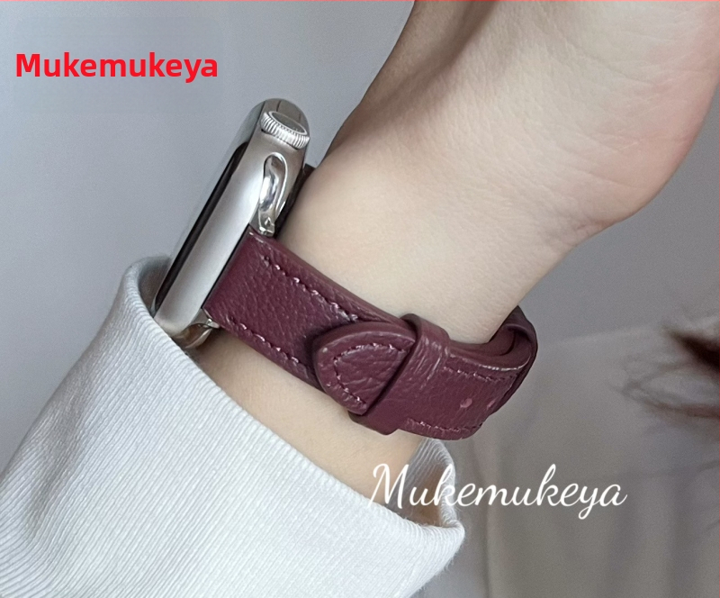 Каишка от агнешка кожа за Apple Watch – тънка версия, 14 мм интерфейс, катарама с пирон, съвместима с Apple Watch и универсални модели