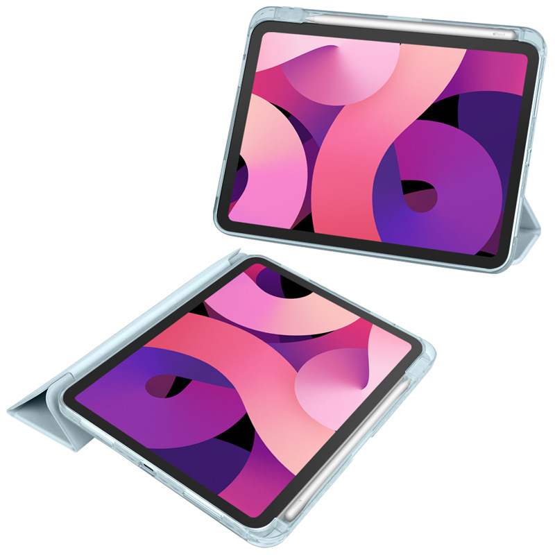 Husă pentru iPad din piele sintetică, design tri-fold, două în unu, slot pentru stilou, protecție anti-cădere