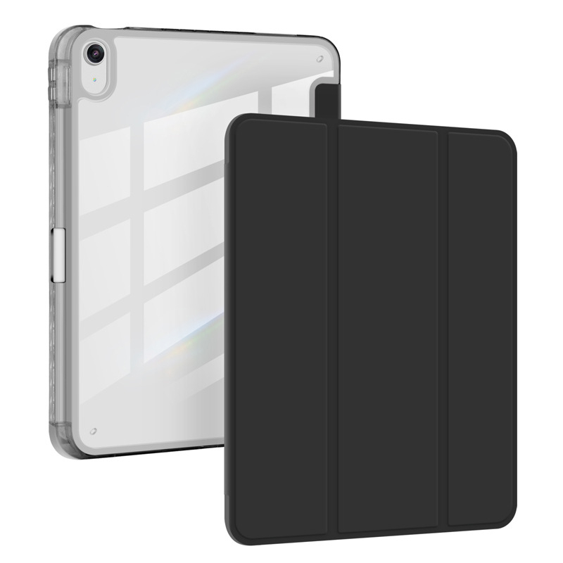 Husă pentru iPad din piele sintetică, design tri-fold, două în unu, slot pentru stilou, protecție anti-cădere