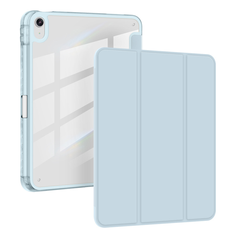 Husă pentru iPad din piele sintetică, design tri-fold, două în unu, slot pentru stilou, protecție anti-cădere