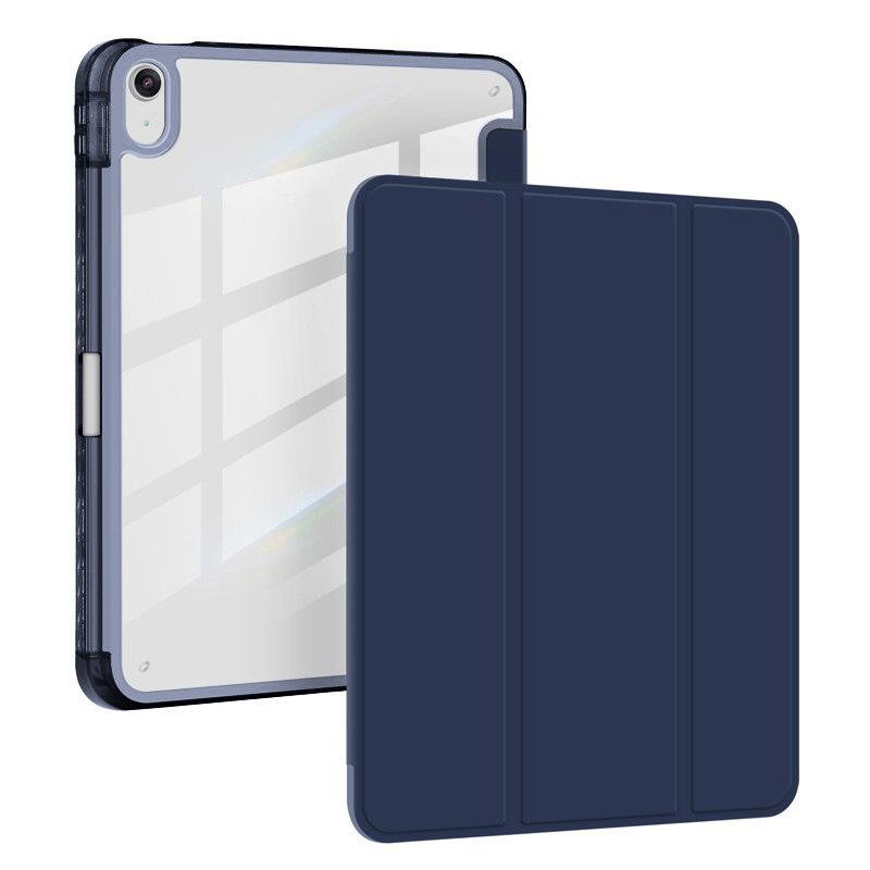 Husă pentru iPad din piele sintetică, design tri-fold, două în unu, slot pentru stilou, protecție anti-cădere