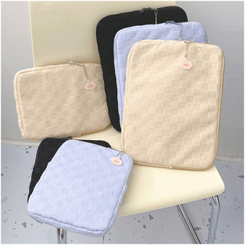 Husă de protecție pentru laptop și iPad, cu model în pătrate, respirabilă, rezistentă la uzură, anti-furt, țesătură de bumbac