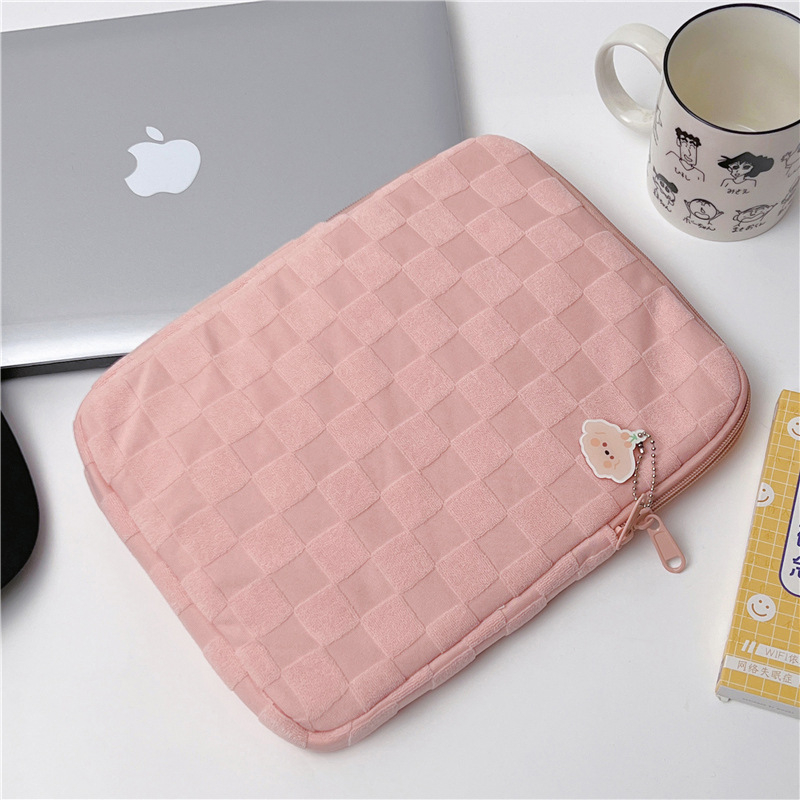 Husă de protecție pentru laptop și iPad, cu model în pătrate, respirabilă, rezistentă la uzură, anti-furt, țesătură de bumbac