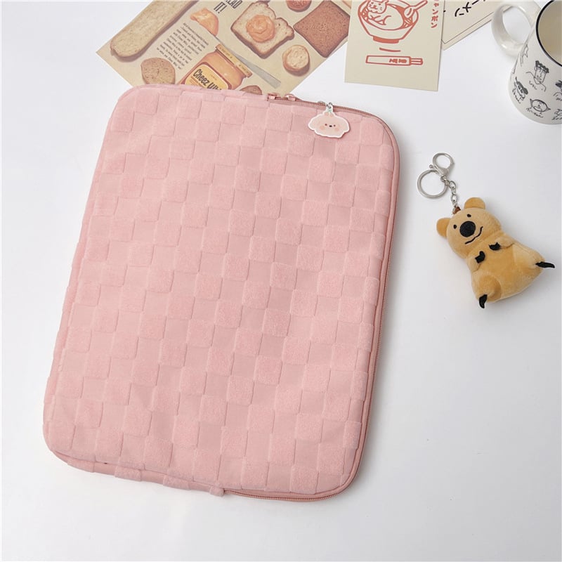 Husă de protecție pentru laptop și iPad, cu model în pătrate, respirabilă, rezistentă la uzură, anti-furt, țesătură de bumbac