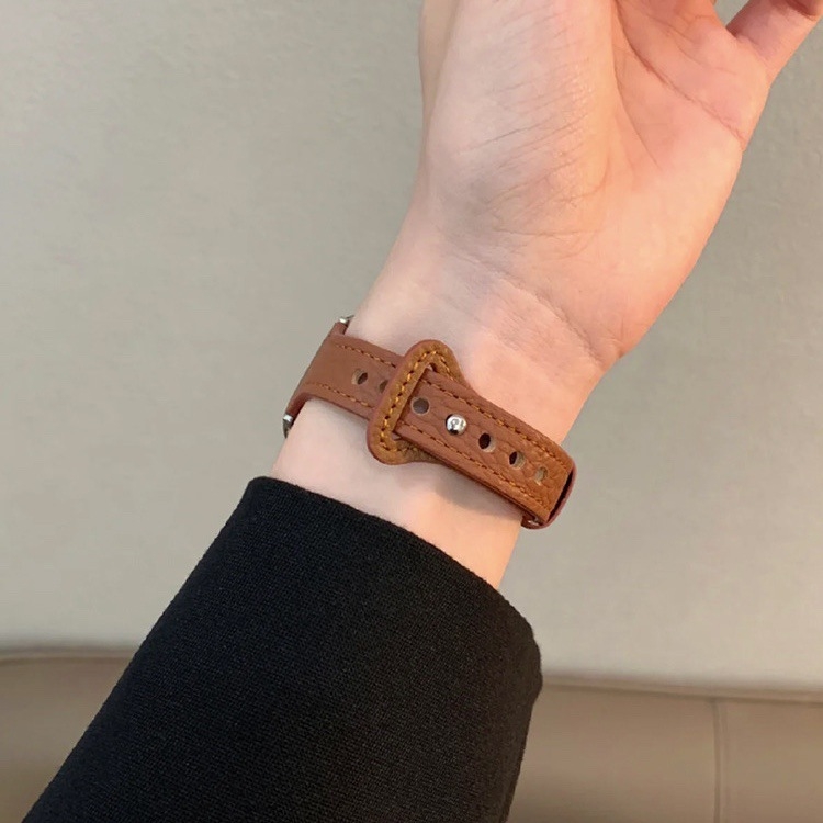 Brățară de ceas din piele naturală cu textură granulată, compatibilă cu Huawei Fit3/Fit4 și Redmi Watch4/Watch5 – închizătoare cu buton snap, dimensiuni de interfață personalizate, stil la modă