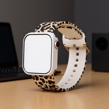 Brățară din silicon pentru Apple Watch, imprimeu leopard, cataramă cu pin, compatibilă Apple Watch