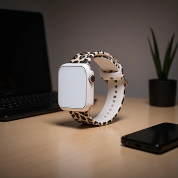 Brățară din silicon pentru Apple Watch, imprimeu leopard, cataramă cu pin, compatibilă Apple Watch